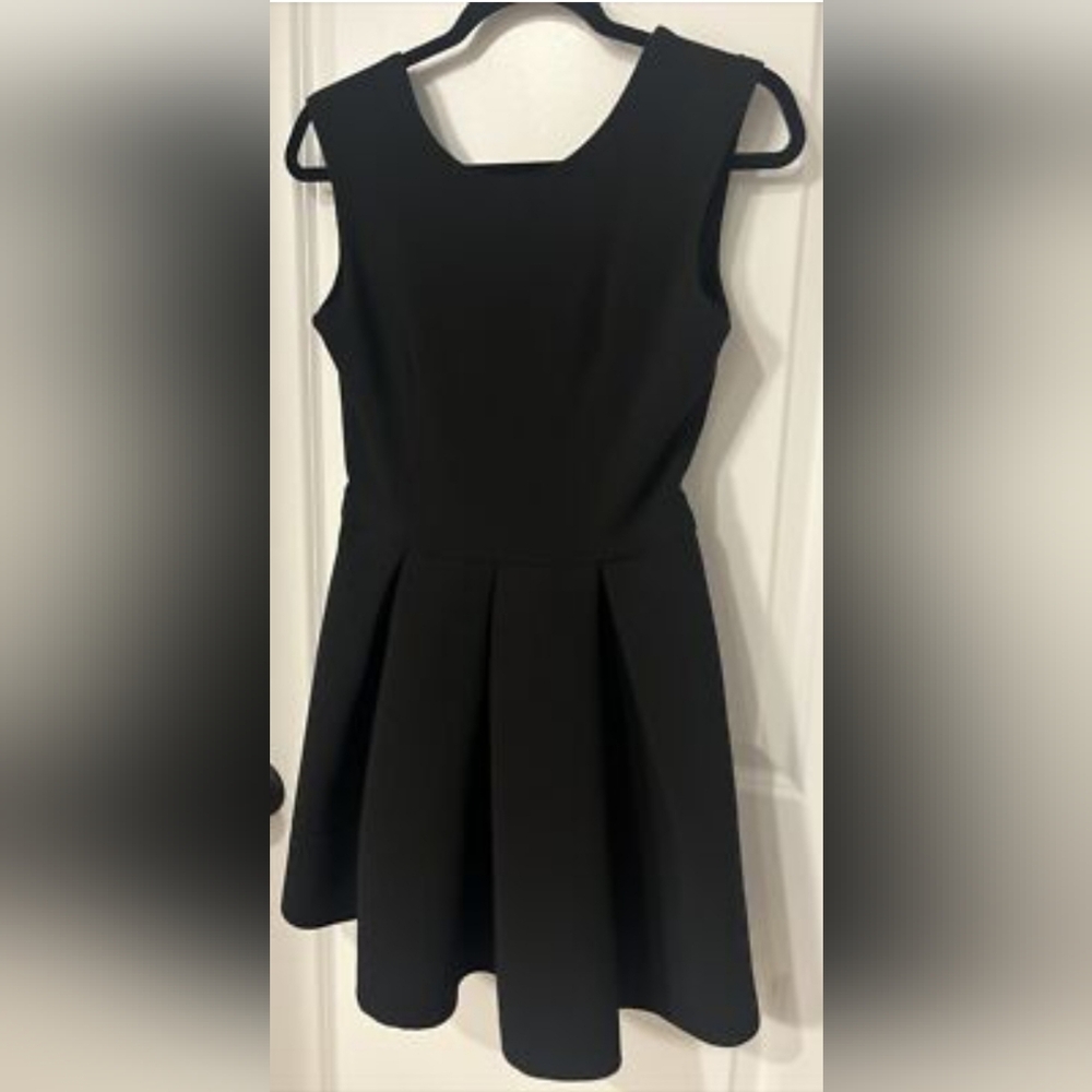 Aqua Black Lace Lattice High Neck Mini Skater Dress Size L